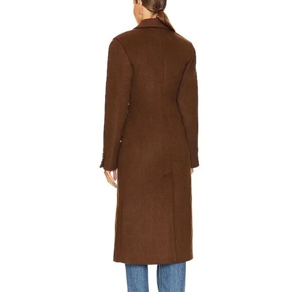 NEW L’Academie x Marianna Long Coat Espresso Brown Size Large - Picture 4 of 10
